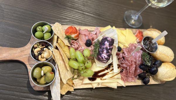 Charcuterie board- especially loved the fresh baked bread and blueberry goat cheese