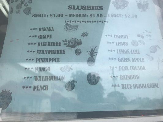 Slushee menu