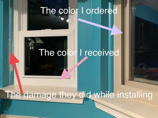 The windows: ordered almost for the side windows (left window) to match the existing window (right window).