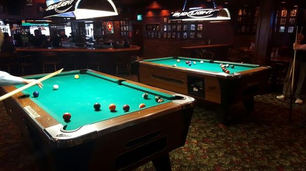 Two pool tables available at Logies (spaced too close together)