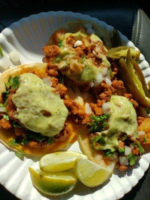 Al pastor with avocado sauce