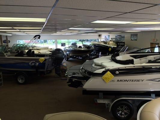 Great selection of boats inside our showroom