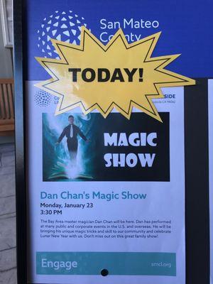 Magic show at the library today and it's free