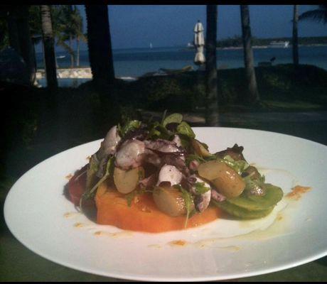 Heirloom tomato salad with grilled octopus and baby potatoes...