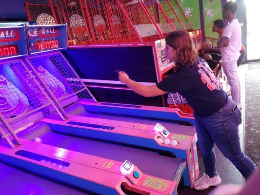 Skeeball in the arcade