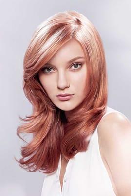 2014 is showing a peach apricot influence with a base haircolor and adding highlights of dimensional golden or apricot tones