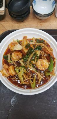 Shrimp with hot garlic sauce and extra vegetables!