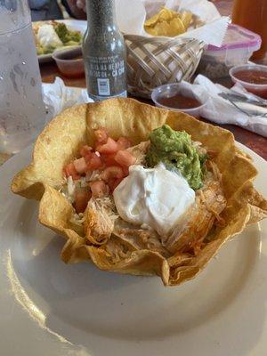 Taco Salad with shredded chicken