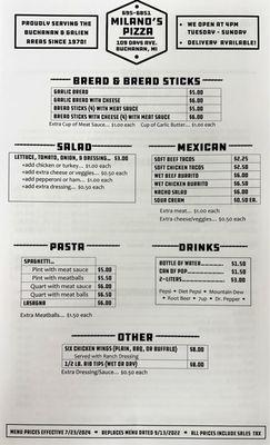 Menu (as of 11/5/24)