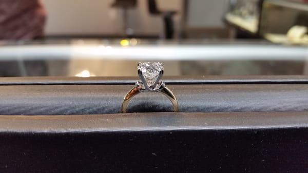 Custom two tone ring with 2 carat diamond