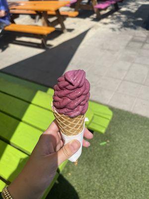 vegan marionberry in vegan waffle cone