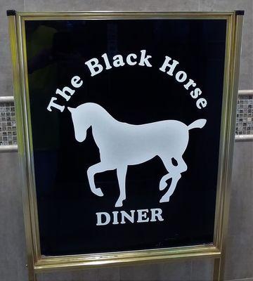 This is the logo for The Black Horse Diner.  Photo taken October 29, 2017.