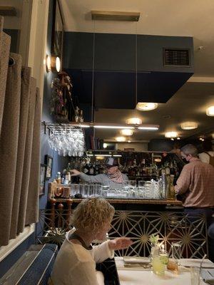 Adorable bar setup. Wish we could sit there for drinks!