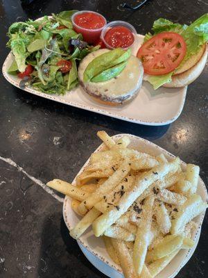 Veggie burger, truffle fries