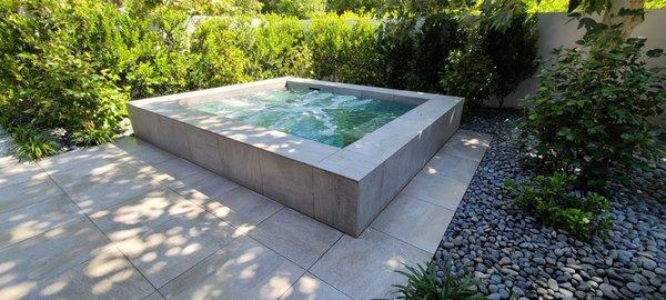 Stand alone gunite hot tub with custom tile work, Napa Valley