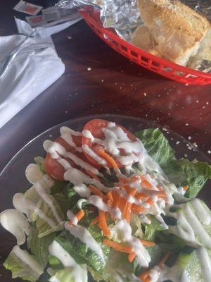 Side salad and bread