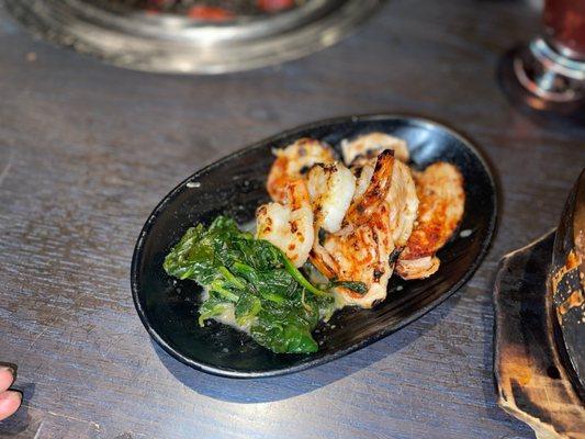 Spinach Garlic, Basil Chicken, Shrimp