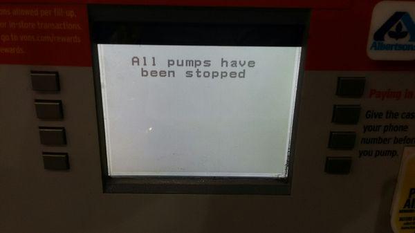 Pumps shut down frequently if not daily at this station without notice and for a long wait.