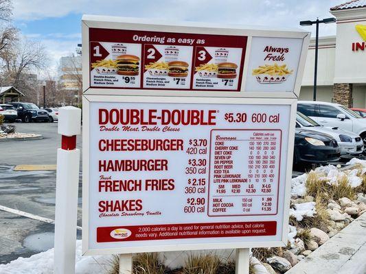 Drive-thru menu (March 2024)