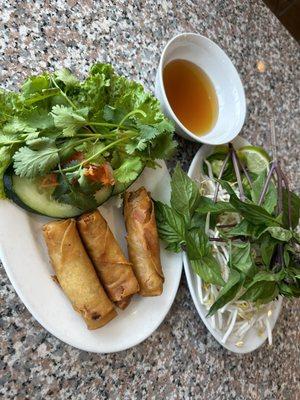 Egg rolls and veggies