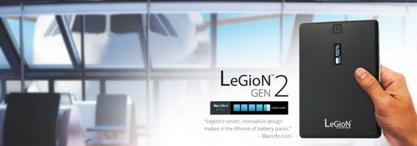 Legion™ Gen2 11,000mAh premium dual USB, 4.0 Amp output, 2.5 Amp input fast charge external backup battery for USB powered devices.