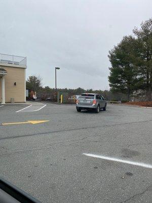 The drive through lane / parking lot