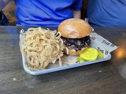 Beef Brisket Sandwich Onion Straws