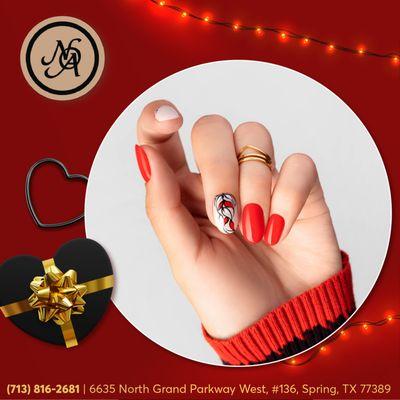 Elevate your Valentine's Day glam with captivating red nail polish art, adding a touch of passion and style to your festive ensemble!