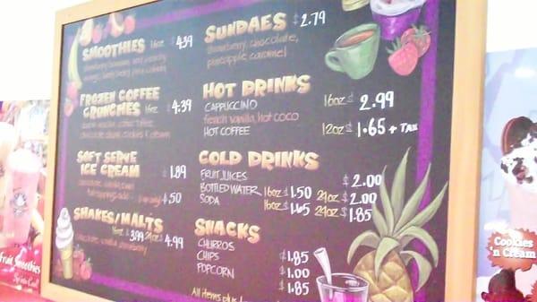 Drink menu