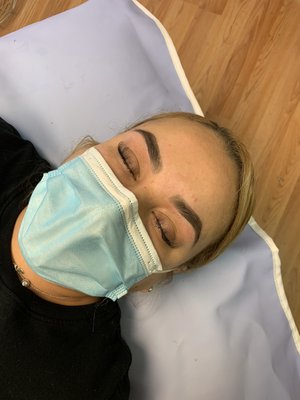 Brow tinting and waxing