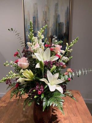 "Forever in Love" bouquet with white lilies.