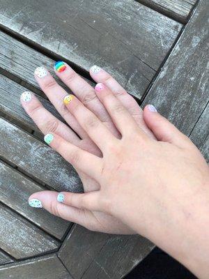 Rainbow tennis shoe nails