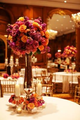 Dramatic Flowers, Vases, Candleholders and Tablecloths