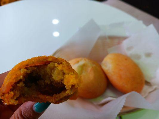 Inside the beef empanada