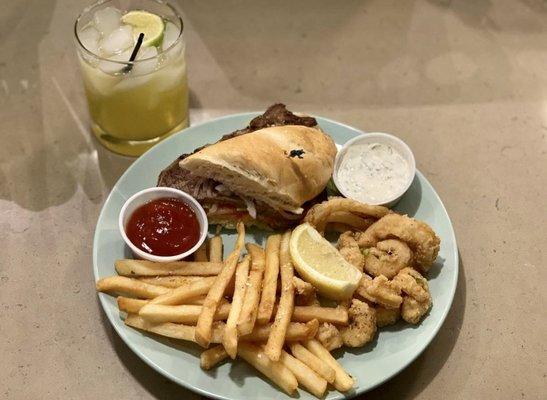 This was a Prime Rib Sandwich, Calamari, Margarita Saturday