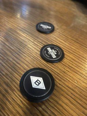 Tokens for drinks