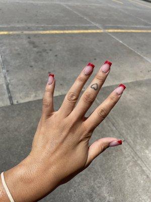 French coffin nails with one diamond on each