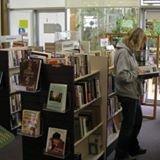 Friends Bookshop in Steinbeck Library, downtown Salinas is bright and cheery.