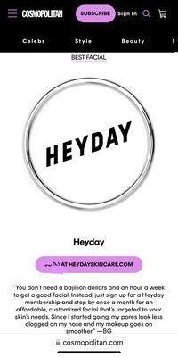 Heyday is Cosmopolitan's best facial!