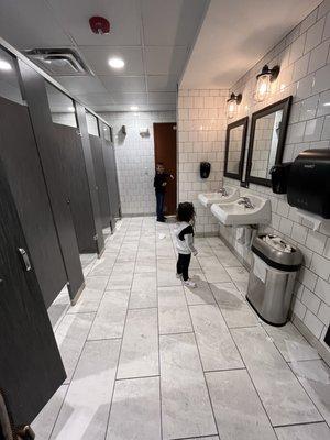 Shared restrooms between other nearby restaurants and shops