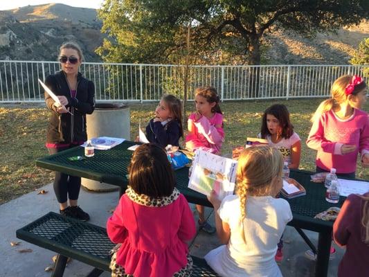 Teaching the girls scouts for their nutrition badge