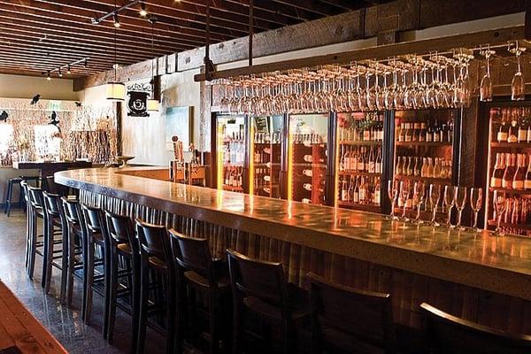 The Cellar Wine Bar San Clemente features Ben Bonin Custom Reclaimed Wood Designs.