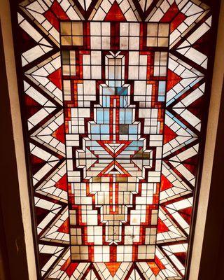 An Art Deco glass ceiling.  Stunning!