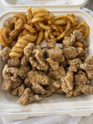 Combo popcorn chicken and curly fries