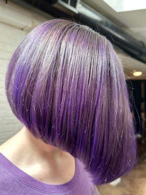 Foilayage purple bob