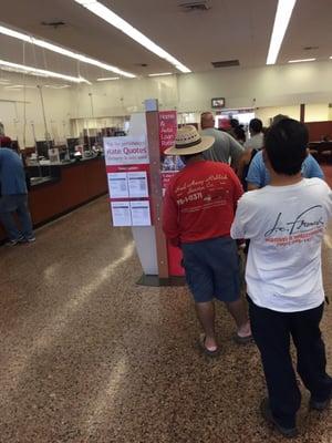 Typical Friday afternoon at Bank of America in Whittier. Long line,only 2 tellers.