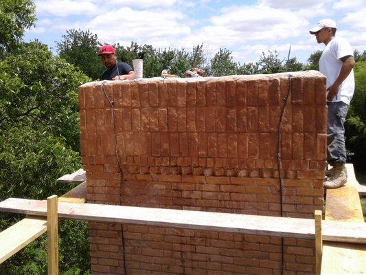 Chimney repair in progress