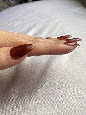 Side view of nails no bumps