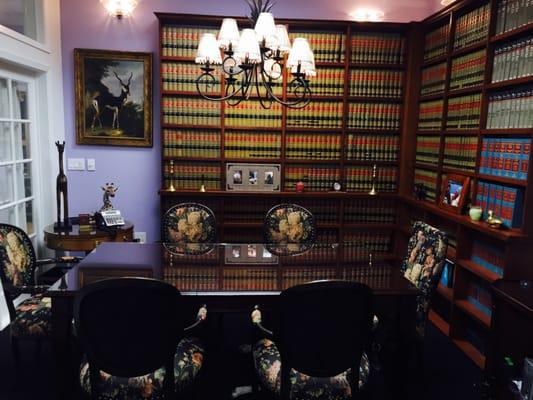 This is our Family Law Office library and media room.