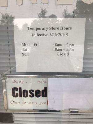 New store hours, I wish this was updated on google or yelp because I now have to wait 30 mins until open.